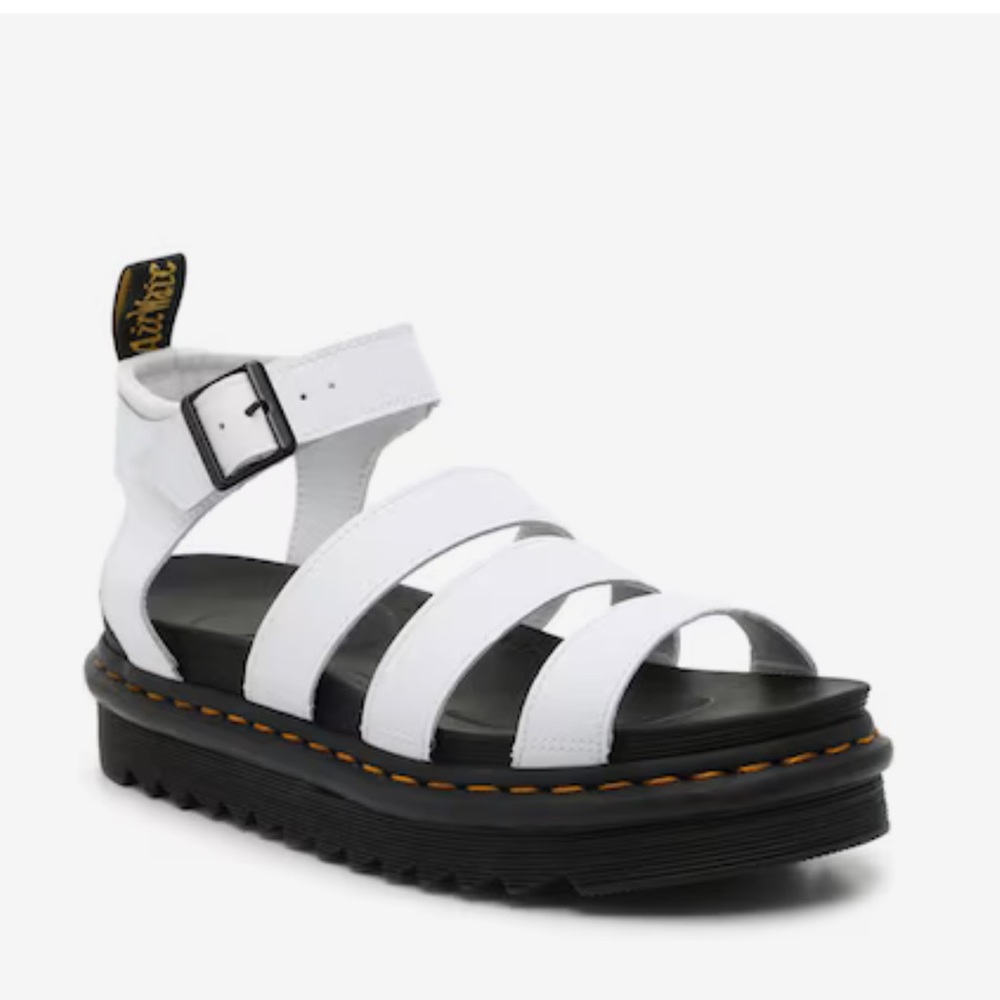 Dr. Martens Blaire Platform Sandal Leather Ankle Strap Buckle Bulky Scrappy